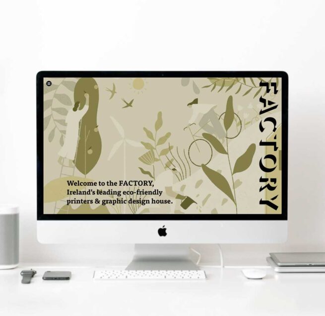 Computer mockup of website illustration for The Factory